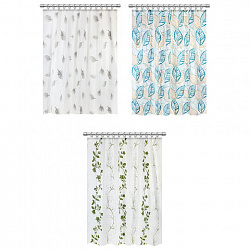 Шторка для ванной PEVA, 180х180 см, кольца в комплекте, дизайн ассорти, РАСТЕНИЯ, PRIMILA (ПРИМИЛА), 700076