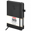 Ежедневник датированный 2026, А5, 138х213 мм, BRAUBERG "Plain", под кожу, резинка, держатель для ручки, черный, 117505
