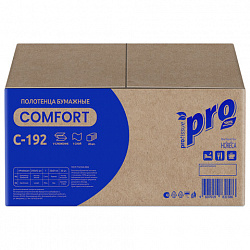 Полотенца бумажные 250 шт., PROtissue (H3) COMFORT, 1-слойные, белые, КОМПЛЕКТ 20 пачек, 22х21 см, V-сложение, С192