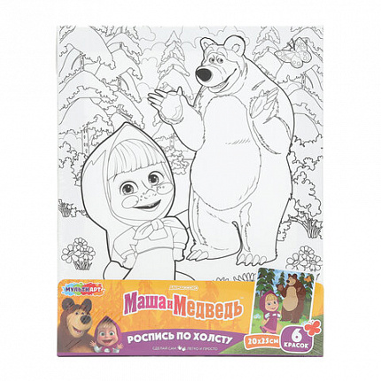 Картина детская по контуру, АССОРТИ 7 видов, 20х25 см, на подрамнике, акрил, кисти, МУЛЬТИ АРТ, 8084