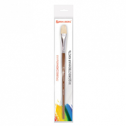 Кисть художественная профессиональная BRAUBERG ART CLASSIC, щетина, овальная, № 26, длинная ручка, 200739