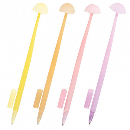 Ручка фигурная шариковая ЮНЛАНДИЯ "Гриб", силиконовый корпус, ассорти, СИНЯЯ, пишущий узел 0,7 мм, 143796