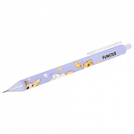 Карандаш механический 0,7 мм с принтом FUNSTER "CORGI", корпус soft-touch ассорти, 182060