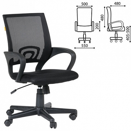 Кресло офисное Chairman CH 696, с подлокотниками, черное, 7000799