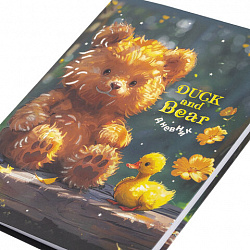 Дневник 1-4 класс 48 л., гибкая обложка, ЮНЛАНДИЯ, выборочный лак, с подсказом, "Медвежонок", 107141