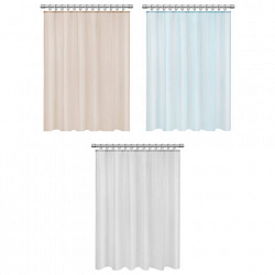 Шторка для ванной PEVA, 180х200 см, кольца в комплекте, цвет ассорти (белый, голубой, коричневый), PRIMILA (ПРИМИЛА), 700073