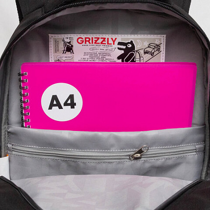 Рюкзак GRIZZLY школьный, анатомическая спинка, 2 отделения, для девочек, "DIAMOND HEART", 39х30х20 см, RG-568-3/1