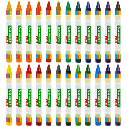 Восковые мелки BRAUBERG KIDS, НАБОР 24 цвета, 271697