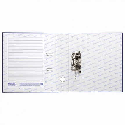 Папка-регистратор ШИРОКИЙ КОРЕШОК 90 мм с покрытием из ПВХ, синяя, BRAUBERG, 271836