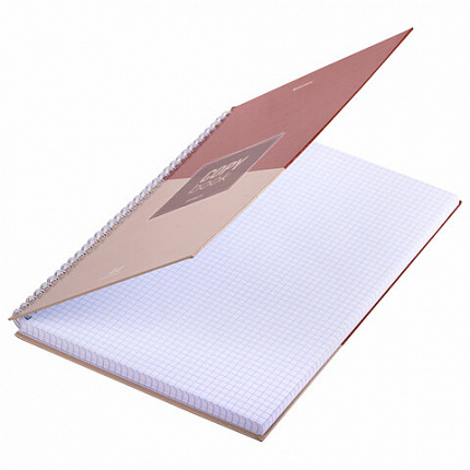 Тетрадь А4, 120 л., BRAUBERG, гребень, клетка, обложка твердая, "Office", 404073