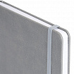 Блокнот А5 135x212 мм BRAUBERG "Edge", под кожу, резинка, держатель, 80 л., клетка, серый, 117146