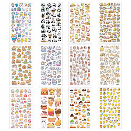 Наклейки объемные зефирные и гелевые 17,5х9,5 см, ассорти 12 видов, FUNSTER (ФАНСТЕР), 666677