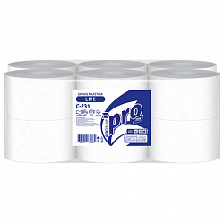 Бумага туалетная 200 метров, PROtissue (T2) LITE, 1-слойная, белая, КОМПЛЕКТ 12 рулонов, С231