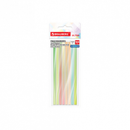 Закладки клейкие выделители текста BRAUBERG ULTRA COLOR, 135х5мм, 160 штук (8 цветов х 20 листов), 116685