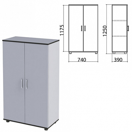 Шкаф закрытый "Монолит", 740х390х1250 мм, цвет серый (КОМПЛЕКТ)