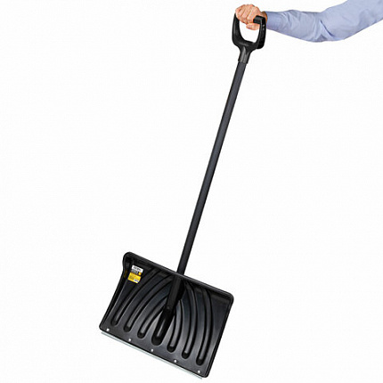Лопата снеговая 46х33см "КРЕПЫШ" ребра жесткости, планка на клепках СУПЕРПРОЧНАЯ алюминиевый черенок с V-ручкой, ЧЕРНАЯ, ГРАНДМАСТЕР, 700330
