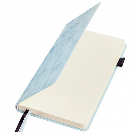 Ежедневник недатированный А5 138x213 мм, BRAUBERG "Velvet", резинка, держатель, 160 л., серо-голубой, 116245