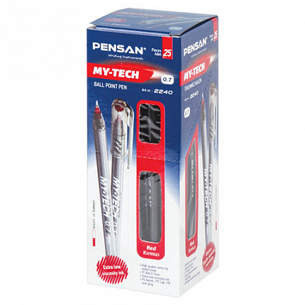 Ручка шариковая масляная PENSAN "My-Tech", КРАСНАЯ, игольчатый узел 0,7 мм, линия письма 0,35 мм, 2240/25