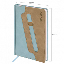 Ежедневник датированный 2026, А5, 138x213 мм, BRAUBERG "Assistant", под кожу, держатель, синий, 117375