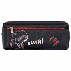 Пенал мягкий BRAUBERG, 2 отделения, полиэстер, "Roar", черный, 21х9х6 см, 272347