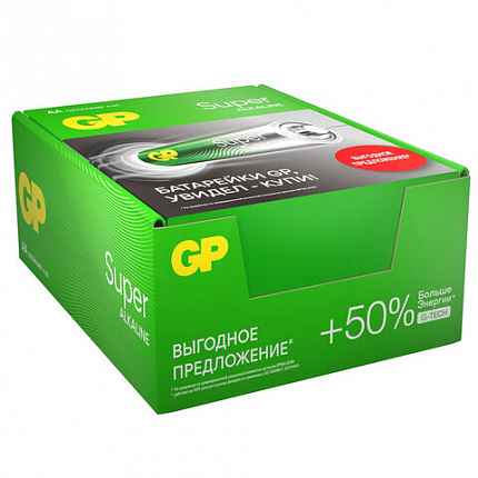 Батарейки КОМПЛЕКТ 4 шт., GP Super G-Tech, AA (LR06, 15 А), алкалиновые, пальчиковые, в пленке, 15AA21, 15ARS-2SB4