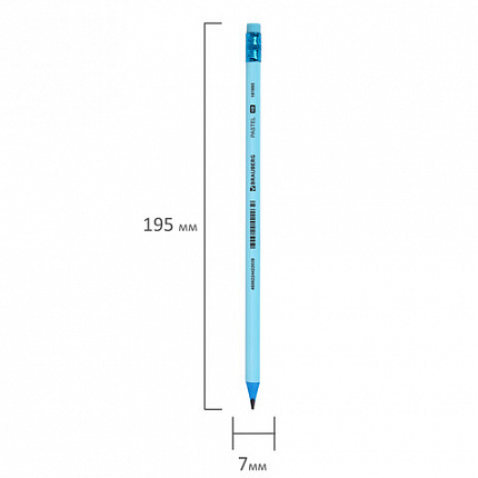 Карандаш чернографитный BRAUBERG "PASTEL", 1 шт., HB, трехгранный, с ластиком, 181995
