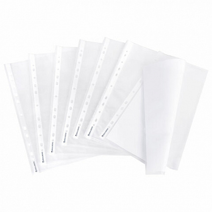 Папки-файлы перфорированные А4 BRAUBERG, КОМПЛЕКТ 50 шт., матовые, 45 мкм, 221712