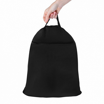 Мешок для обуви BRAUBERG БОЛЬШОЙ, с ручкой, карман на молнии, сетка, 49х41 см, "Total Black", 273453