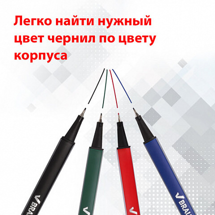 Набор капиллярных ручек (линеров) BRAUBERG 4 шт., АССОРТИ, "Aero", трехгранные, металлический наконечник, линия письма 0,4 мм, 141524