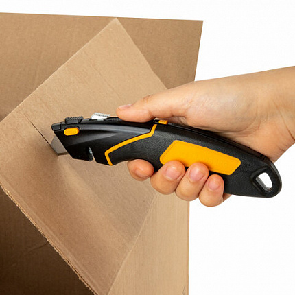 Нож универсальный мощный цинковый BRAUBERG METALLIC PRO, автофиксатор, резиновые вставки, 238738