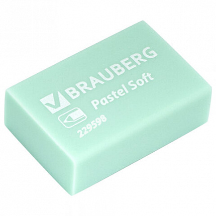Ластики BRAUBERG "Pastel Soft" НАБОР 12 шт., размер ластика 31х20х10 мм, экологичный ПВХ, 229598