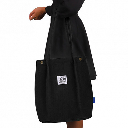 Сумка шоппер BRAUBERG MOMENTS, вельвет, 35х30 см, черный, 271905