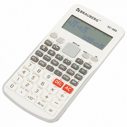 Калькулятор инженерный BRAUBERG SC-880-N, 417 функций, 10+2 разрядов, батарея, БЕЛЫЙ, 250526