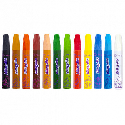 Восковые мелки утолщенные на масляной основе ЮНЛАНДИЯ "ДОМИКИ", 12 цветов, 273090