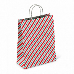 Крафт-пакет бумажный "Узкая полоса" 26х15х35 см, с кручеными ручками, плотность 100 г/м2, белый, 113228