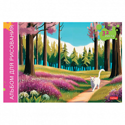 Альбом для рисования А4 32 л., скоба, обложка картон, HATBER, 205х290 мм, Ассорти "Выпуск №4" (5 видов), 091508, 32А4В