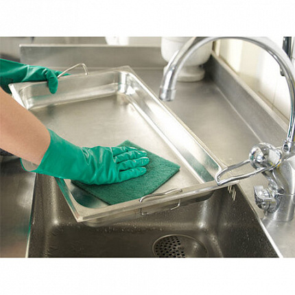 Перчатки МНОГОРАЗОВЫЕ нитриловые VILEDA универсальные, антиаллергенные, размер 8,5-9, L (большой), зеленые, вес 66 г, 174383