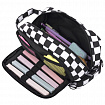 Пенал-органайзер HEIKKI (ХЕЙКИ) с ручкой, значки, 2 отделения, откидная планка, 22x13х10 см, "Black&White", 273601