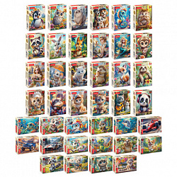 Пазл картонный 54 элемента "ОЧАРОВАТЕЛЬНЫЕ МОРДАШКИ", АССОРТИ, 40 видов, 175х130 мм, HATBER