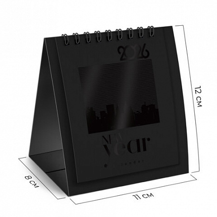 Календарь-домик настольный на гребне, 2026 г., BRAUBERG, 110х120 мм, ЧЕРНЫЙ, 117282