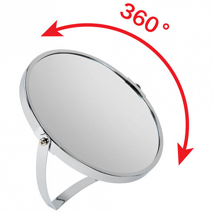 Зеркало настольное BRABIX (БРАБИКС), круглое, диаметр 17 см, двустороннее, с увеличением, рамка из нержавеющей стали, 607421