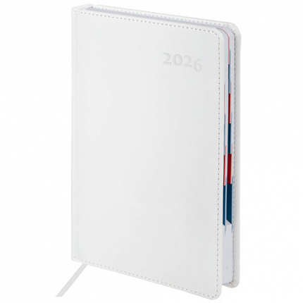 Ежедневник датированный 2026 А5 148х218 мм, GALANT "White", под кожу, белый, 117494
