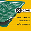 Коврик (мат) для резки BRAUBERG 3-слойный, А3 (450х300 мм), двусторонний, толщина 3 мм, зеленый, 236904