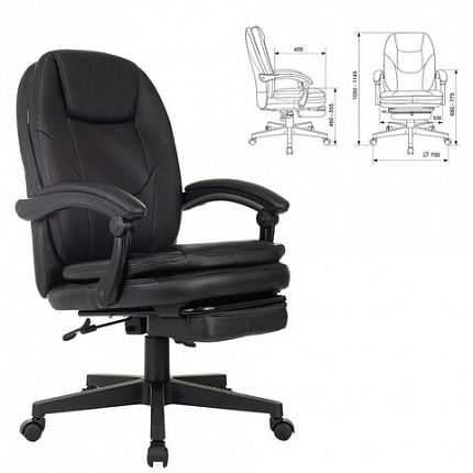 Кресло офисное CH-868N-BF, синхромеханизм, подставка для ног, экокожа, черное, 2018358