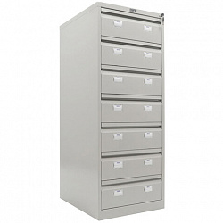 Шкаф картотечный ПРАКТИК "AFC-07", 1327х515х631мм, 7 ящиков под формат А5 (210х149 мм), формат папок Foolscap или A4 (БЕЗ ПАПОК)
