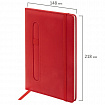 Блокнот А5 148x218 мм BRAUBERG "Optimal", под кожу, 80 листов, резинка, держатель для ручки, клетка, красный, 118635