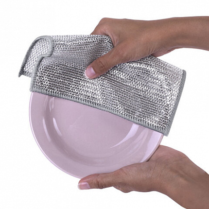 Тряпки-салфетки металлические, сетка-скрабер, 20х20 см, КОМПЛЕКТ 3 штуки, ДВУХСЛОЙНЫЕ, для мытья посуды и уборки, без царапин, LAIMA, 700063