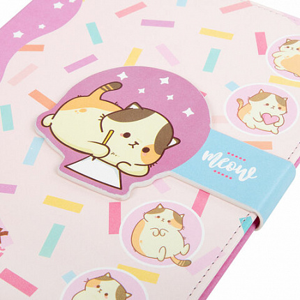 Дневник 1-4 класс 48 л., кожзам (твердая), застежка, ЮНЛАНДИЯ, "Котики", 106941