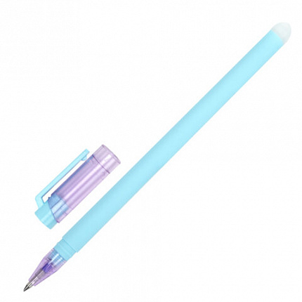 Ручка стираемая гелевая ЮНЛАНДИЯ "Лимонад", СИНЯЯ, + 5 сменных стержней, прорезиненный корпус, узел 0,5 мм, линия письма 0,35 мм, 144241