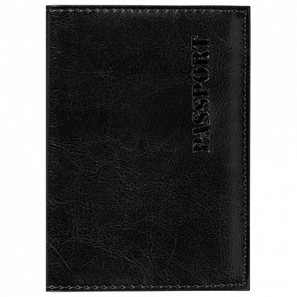 Обложка для паспорта STAFF "Profit", экокожа, мягкая изолоновая вставка, "PASSPORT", черная, 237183